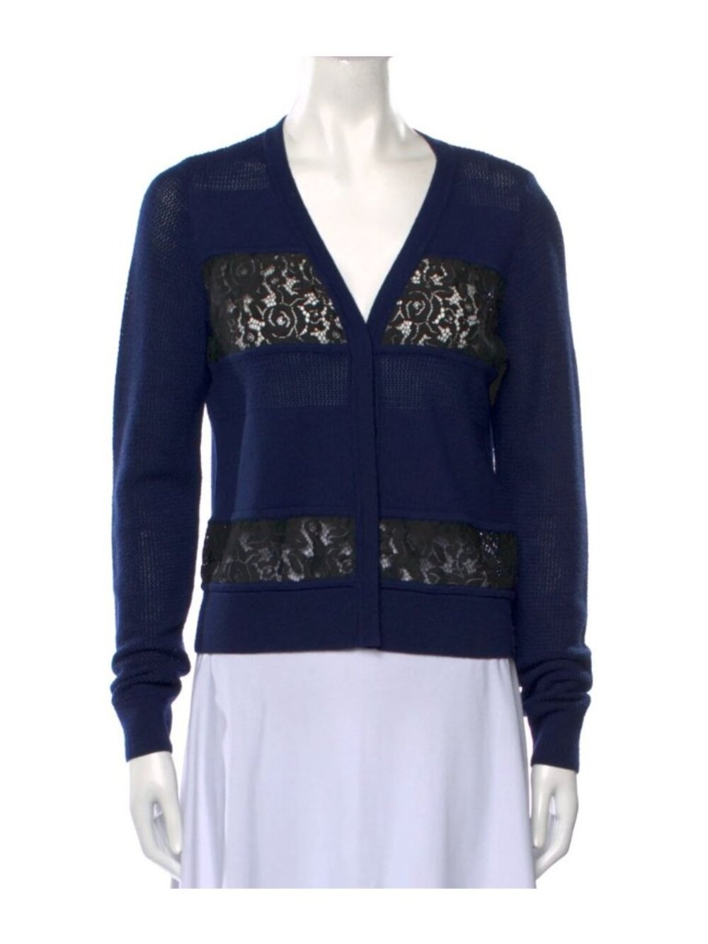 Diane Von Furstenburg Merino Wool and Lace Cardigan Size Medium